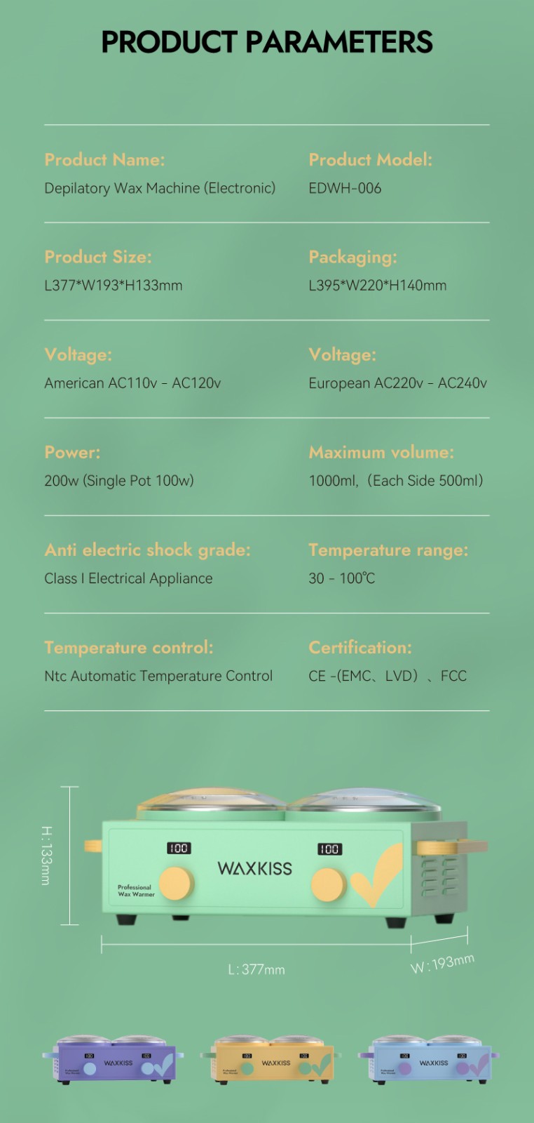 Automatic Temperature Control double pot hair remvoal wax machine