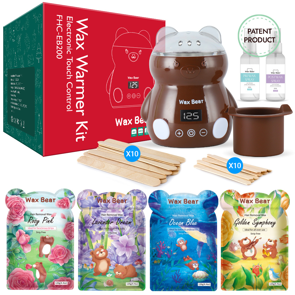 200 cc Hair Removal Cute Bear Shape Wax Kit Electric Wax Warmer